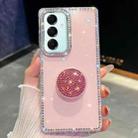 For Samsung Galaxy A17 5G Diamond Glitter Diamond Round Holder Phone Case(Light Pink) - 1