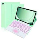 For Samsung Galaxy Tab A9+ Touch Bluetooth Colorful Backlit Keyboard Case(Light Green) - 1
