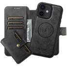 For iPhone 12 Suteni Q05S1 3-in-1 Detachable Wallet MagSafe Leather Phone Case(Black) - 1