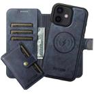 For iPhone 12 Suteni Q05S1 3-in-1 Detachable Wallet MagSafe Leather Phone Case(Blue) - 1
