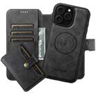 For iPhone 12 Pro Max Suteni Q05S1 3-in-1 Detachable Wallet MagSafe Leather Phone Case(Black) - 1