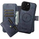 For iPhone 12 Pro Max Suteni Q05S1 3-in-1 Detachable Wallet MagSafe Leather Phone Case(Blue) - 1
