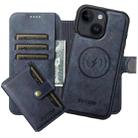 For iPhone 14 Suteni Q05S1 3-in-1 Detachable Wallet MagSafe Leather Phone Case(Blue) - 1