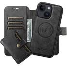 For iPhone 14 Plus Suteni Q05S1 3-in-1 Detachable Wallet MagSafe Leather Phone Case(Black) - 1