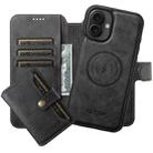 For iPhone 16 Suteni Q05S1 3-in-1 Detachable Wallet MagSafe Leather Phone Case(Black) - 1