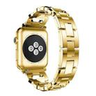 For Apple Watch 42mm / 41mm / 40mm / 38mm Square Diamond Zinc Alloy Watch Band(Gold) - 1