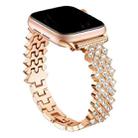 For Apple Watch 42mm / 41mm / 40mm / 38mm Rhombic Diamond Zinc Alloy Watch Band(Rose Gold) - 1