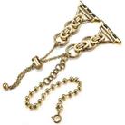 For Apple Watch 46mm / 49mm / 45mm / 44mm Double Circle Beaded Chain Zinc Alloy Watch Band(Gold) - 2