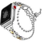 For Apple Watch 46mm / 49mm / 45mm / 44mm Double Circle Beaded Chain Zinc Alloy Watch Band(Between Gold) - 1