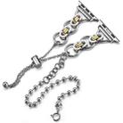 For Apple Watch 46mm / 49mm / 45mm / 44mm Double Circle Beaded Chain Zinc Alloy Watch Band(Between Gold) - 2