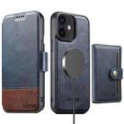 For iPhone 12 Suteni Q06S1 3-in-1 Splicing Detachable Wallet MagSafe Leather Phone Case(Blue) - 1