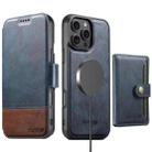 For iPhone 12 Pro Max Suteni Q06S1 3-in-1 Splicing Detachable Wallet MagSafe Leather Phone Case(Blue) - 1