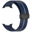 For Samsung Galaxy Watch8 / Watch8 Classic Fold Magnetic Buckle Silicone Watch Band(Midnight Blue White) - 3