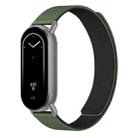For Xiaomi Smart Band 10 / 9 / 8 Lychee Texture Soft Magnetic Silicone Watch Strap(Green Black) - 1