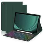 For Samsung Galaxy Tab A9+ Magnetic Gradient Keyboard Silicone Full Cover Leather Case(Dark Night Green) - 1