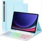 For Samsung Galaxy Tab A9+ Magnetic Detachable 3-Color Gradient Backlit Keyboard Tablet Case(Sky Blue) - 1