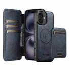 For iPhone 16 Plus Suteni Q05S2 3-in-1 Detachable Vertical Flip Wallet MagSafe Leather Phone Case(Blue) - 1