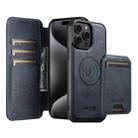 For iPhone 15 Pro Suteni Q05S2 3-in-1 Detachable Vertical Flip Wallet MagSafe Leather Phone Case(Blue) - 1