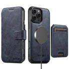For iPhone 13 Pro Suteni Q05S2 3-in-1 Detachable Vertical Flip Wallet MagSafe Leather Phone Case(Blue) - 2