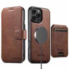 For iPhone 12 Pro Max Suteni Q05S2 3-in-1 Detachable Vertical Flip Wallet MagSafe Leather Phone Case(Brown) - 2