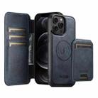 For iPhone 12 Pro Max Suteni Q05S2 3-in-1 Detachable Vertical Flip Wallet MagSafe Leather Phone Case(Blue) - 1