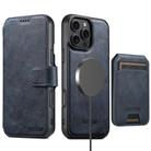 For iPhone 12 Pro Max Suteni Q05S2 3-in-1 Detachable Vertical Flip Wallet MagSafe Leather Phone Case(Blue) - 2