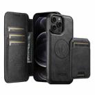 For iPhone 12 Pro Suteni Q05S2 3-in-1 Detachable Vertical Flip Wallet MagSafe Leather Phone Case(Black) - 1