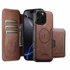 For iPhone 16 Pro Max Suteni Q05S3 3-in-1 Detachable Vertical Flip Wallet MagSafe Leather Phone Case(Brown) - 1