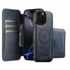 For iPhone 16 Pro Max Suteni Q05S3 3-in-1 Detachable Vertical Flip Wallet MagSafe Leather Phone Case(Blue) - 1