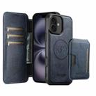 For iPhone 16 Plus Suteni Q05S3 3-in-1 Detachable Vertical Flip Wallet MagSafe Leather Phone Case(Blue) - 1