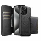 For iPhone 15 Pro Max Suteni Q05S3 3-in-1 Detachable Vertical Flip Wallet MagSafe Leather Phone Case(Black) - 1