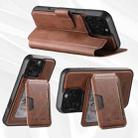 For iPhone 15 Pro Suteni Q05S3 3-in-1 Detachable Vertical Flip Wallet MagSafe Leather Phone Case(Brown) - 3