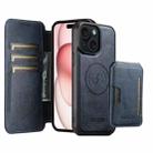 For iPhone 15 Plus Suteni Q05S3 3-in-1 Detachable Vertical Flip Wallet MagSafe Leather Phone Case(Blue) - 1