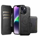 For iPhone 14 Suteni Q05S3 3-in-1 Detachable Vertical Flip Wallet MagSafe Leather Phone Case(Black) - 1