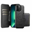 For iPhone 13 Pro Max Suteni Q05S3 3-in-1 Detachable Vertical Flip Wallet MagSafe Leather Phone Case(Black) - 1