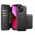 For iPhone 13 Suteni Q05S3 3-in-1 Detachable Vertical Flip Wallet MagSafe Leather Phone Case(Black) - 1