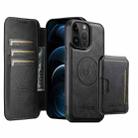 For iPhone 12 Pro Max Suteni Q05S3 3-in-1 Detachable Vertical Flip Wallet MagSafe Leather Phone Case(Black) - 1