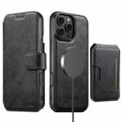 For iPhone 12 Pro Max Suteni Q05S3 3-in-1 Detachable Vertical Flip Wallet MagSafe Leather Phone Case(Black) - 2