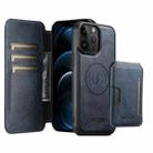 For iPhone 12 Pro Max Suteni Q05S3 3-in-1 Detachable Vertical Flip Wallet MagSafe Leather Phone Case(Blue) - 1
