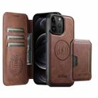 For iPhone 12 Pro Suteni Q05S3 3-in-1 Detachable Vertical Flip Wallet MagSafe Leather Phone Case(Brown) - 1