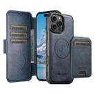 For iPhone 16 Plus Suteni Q06S2 3-in-1 Detachable Vertical Flip Wallet MagSafe Splicing Leather Phone Case(Blue) - 2