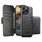 For iPhone 13 Pro Suteni Q06S3 3-in-1 Splicing Detachable Vertical Flip Wallet MagSafe Leather Phone Case(Black) - 2