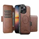For iPhone 12 Pro Max Suteni Q06S3 3-in-1 Splicing Detachable Vertical Flip Wallet MagSafe Leather Phone Case(Brown) - 2