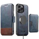 For iPhone 12 Pro Max Suteni Q06S3 3-in-1 Splicing Detachable Vertical Flip Wallet MagSafe Leather Phone Case(Blue) - 1