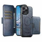 For iPhone 12 Pro Max Suteni Q06S3 3-in-1 Splicing Detachable Vertical Flip Wallet MagSafe Leather Phone Case(Blue) - 2