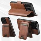 For iPhone 13 Pro Suteni Q07S2 3-in-1 Detachable Vertical Flip Wallet MagSafe Splicing Leather Phone Case(Brown) - 3