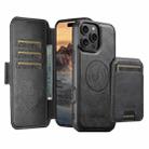 For iPhone 12 Pro Max Suteni Q07S2 3-in-1 Detachable Vertical Flip Wallet MagSafe Splicing Leather Phone Case(Black) - 2