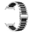 For Samsung Galaxy Watch Ultra 47mm / Ultra 2025 Three Beads Stainless Steel Watch Band(Silver Black) - 2