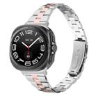 For Samsung Galaxy Watch Ultra 47mm / Ultra 2025 Three Beads Slim Stainless Steel Watch Band(Silver Pink Gold) - 1