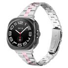 For Samsung Galaxy Watch Ultra 47mm / Ultra 2025 Three Beads Slim Stainless Steel Watch Band(Silver Rose Pink) - 1